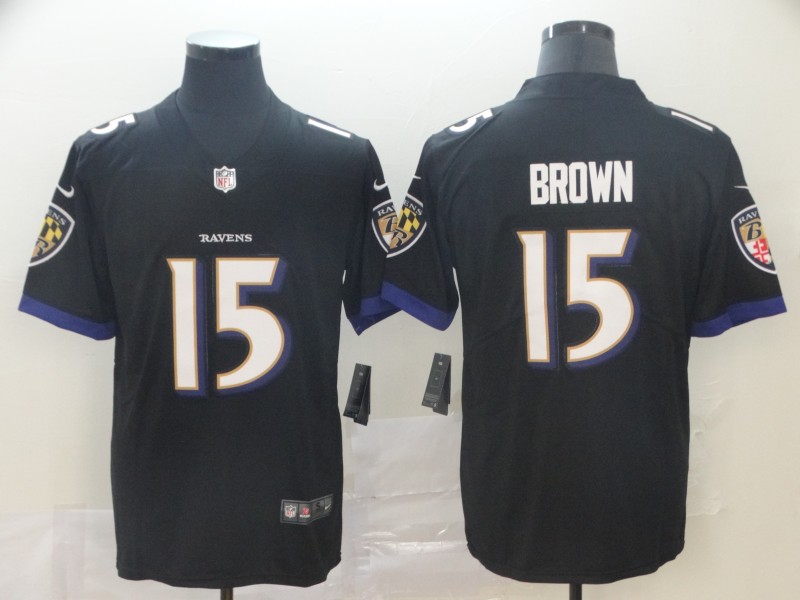 Men's Baltimore Ravens Marquise Brown #15 Black Jersey